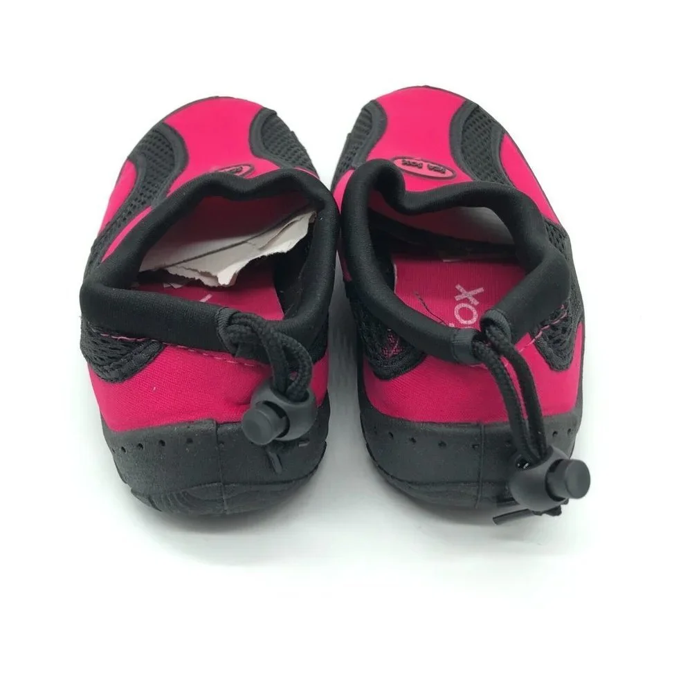 Sea Sox Girls Water Shoes Fabric Drawstring Slip On Mesh Black Pink Size 4